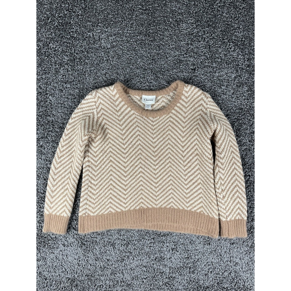 Ganni Sweaters Ganni Candy Floss Chevron Color: Brown/Cream Sm Angora, Wool.